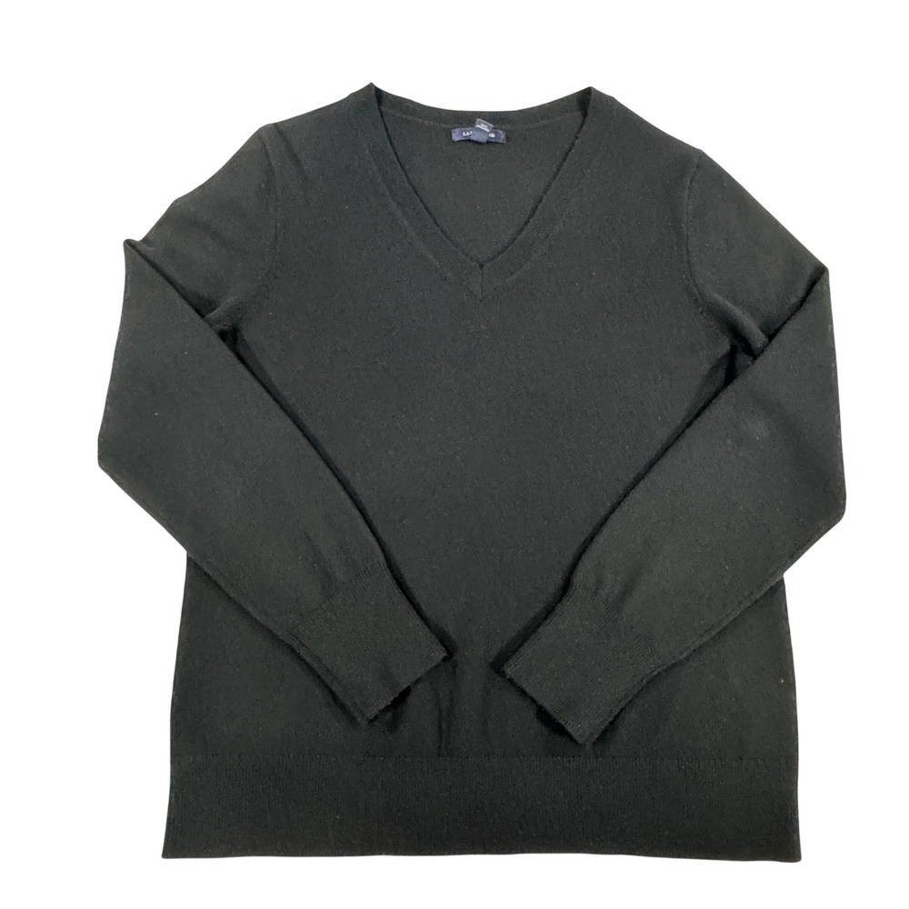 Lands End 100% Cashmere V-Neck Long Sleeve Sweater Women's Size L Luxurious